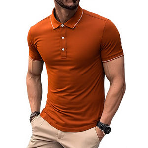 Polo de Golf Casual de Manga Corta para Hombre, Estampado Sólido, Patrón 3D, Logotipo Bordado Personalizado, Tejido de Punto para Verano, Corte Corto - Product Image 1