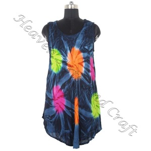 2025 dernière conception été sans manches bohème rayonne robe pour les femmes cravate teinture Club & plage porter Long Style pour les fêtes robe - Product Image 3