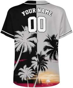Botón personalizado Deportes Béisbol y Softball Jerseys Colorblocking Hawaii Diseño con número de nombre personalizado impreso para hombres Mujeres - Product Image 2