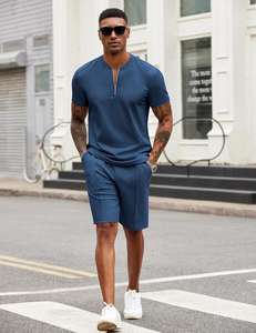 Logotipo personalizado de verano para hombre de entrenamiento de fútbol Jogger pantalones cortos conjunto para los hombres de 2 piezas traje de camiseta y pantalones cortos conjunto - Product Image 4