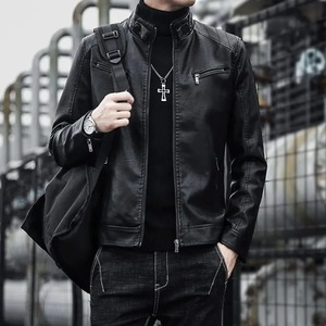 Automne et hiver nouvelle veste en cuir pour hommes mode beau revers moto veste en cuir Rock Punk hauts - Product Image 6