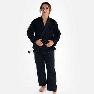 Conjunto de Uniforme de Artes Marciales Negro Personalizado, Judo, Karate, Taekwondo, Uniforme de Entrenamiento Transpirable de Secado Rápido, Algodón Elástico Resistente de 200 g/m² - Product Image 1