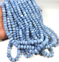 Perles Rondelles en Opale Bleue Naturelle Teinte, 16 pouces, 8-9mm, Lisses et Polies, Qualité Supérieure, Effet Œil de Chat, Certifiées CNAS, Vente en Gros
