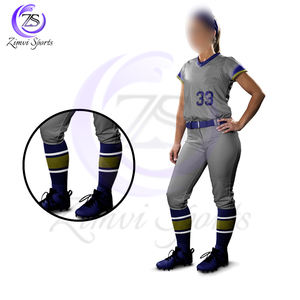 Avec prix de gros Logo personnalisé de la plus haute qualité en gris avec produit respirant de couleur bleue Uniforme de softball unisexe - Product Image 6