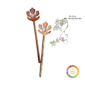 ช้อนไม้ตกแต่งลายดอกไม้ใบไม้ ชุดอุปกรณ์ทำครัวไม้ - Product Image 3
