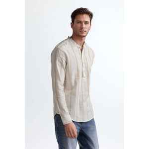 <b>Men's</b> Casual <b>Shirt</b> <b>White</b> Orange Stripe Slim Fit 100% Cotton Poplin Breathable Yarn Dyed Sizes 3XL and 2XL Available - Product Image 2