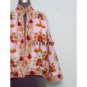 Women's <b>Velvet</b> Artisan Hand Embroidered Suzani <b>Quilted</b> Jacket Floral Design 100% Cotton Shell Woven Fabric Eco-Friendly Quick - Product Image 3