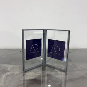 Picture <b>frame</b> Double side table top photo <b>frame</b> book design metal iron and glass with grey finish - Product Image 1