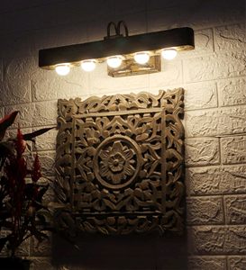 โคมไฟ LED ไม้มะม่วงแบบเป็นมิตรกับสิ่งแวดล้อม, โคมไฟแขวนติดผนังรูปดอกไม้สำหรับห้องนั่งเล่น - Product Image 4