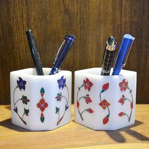 Support de stylo magnétique éclairé en marbre blanc moderne pour la maison, le bureau, l'école, utilisation de luxe pour le Ramadan, Diwali, mariage avec changement de couleur - Product Image 4