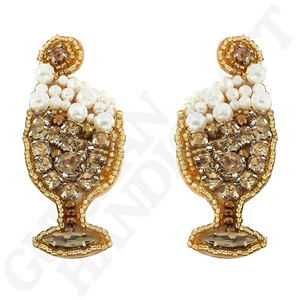 Pendientes colgantes con cuentas de cristal de cóctel hechos a mano divertidos y elegantes, joyería llamativa para fiestas y ocasiones especiales - Product Image 4