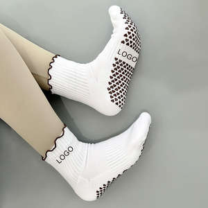 Pilates Cotton Soft Crew <b>Socks</b> with Customised Logo Colormix Grip Yoga <b>Socks</b> Suitable Cute Ruffle Cuff Design for <b>Girls</b> Studios - Product Image 5