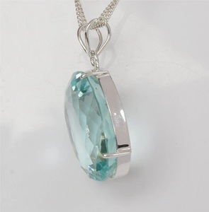 Piedra preciosa aguamarina azul grande Plata de Ley 925 Piedra de corte ovalado Regalo del Día de la madre de San Valentín Colgante de collar de cadena - Product Image 3