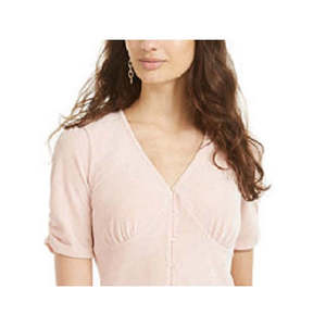 Top casual in velluto a costine per ragazzi American Rag con maniche arricciate e chiusura con cerniera, stampa Rose Smoke, taglia Media - Product Image 2