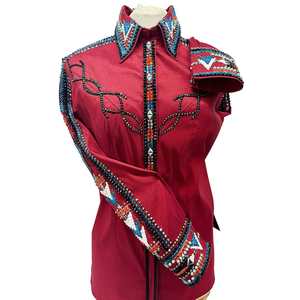 100% verre matériel Stretch taffetas Bling chemise Design Unique Western Showmanship équitation vêtements de sport équestre porter - Product Image 1