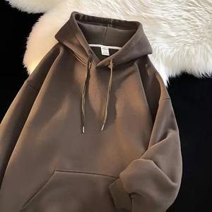Trendy <b>Winter</b> <b>Hooded</b> Pullover for Men Solid Color 100% Polyester Fleece Lined Digital Printing Breathable <b>Coat</b> - Product Image 4