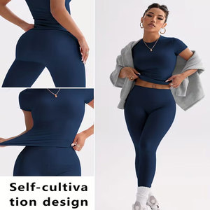 Conjunto Deportivo de Yoga y Gimnasio para Mujer, Transpirable, de Manga Corta, Cómodo, para Ejercicio Diario, Alta Calidad, Servicio OEM - Product Image 6