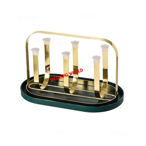 Soporte de copa de Metal chapado en oro decorativo para mesa, soporte de cristal de diseñador hecho a mano de la mejor calidad, forma redonda, superventas, soporte de copa de Metal - Product Image 5