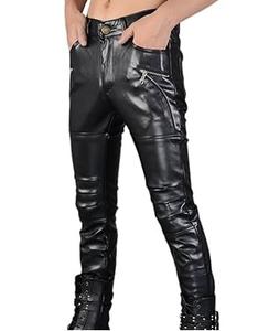 Pantalones de Cuero para Hombre de Primera Calidad, Tinte Liso, Servicio OEM, Corte Recto, Cintura Media, Ajustados, Delgados, Transpirables, para Invierno - Product Image 2