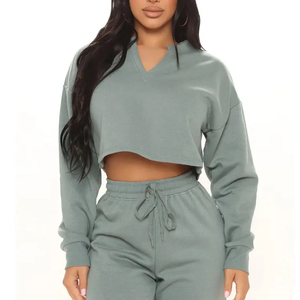 Conjunto de 2 piezas de chándal informal de algodón a la moda para mujer, conjunto de chándal de gran tamaño, conjunto de chándal para correr - Product Image 4