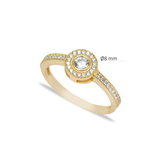 Anillo de Boda Clásico de Plata de Ley 925 Turca, Hecho a Mano, Minimalista y Delicado, con Piedra Redonda de Circonita Cúbica Transparente - Product Image 2