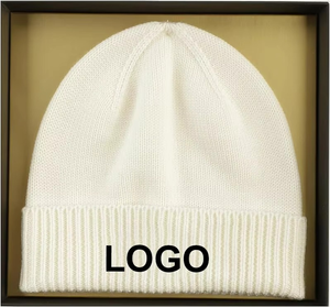 Gorro cálido de esquí de lana gruesa suave para hombres y mujeres, gorros de punto de invierno para adultos con gorros Jacquard bordados - Product Image 5