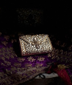 Handcrafted Bridal <b>Clutch</b> <b>Bag</b> with Kundan Stones & <b>Pearl</b> Handle Ethnic Designer Purse for Wedding & Party Wear by f s i - Product Image 6