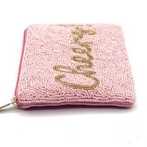 Monedero con cuentas rosa: ¡Saludos! Bolsa pequeña con cremallera - Product Image 1