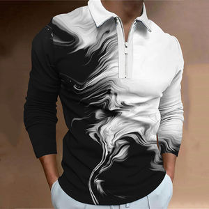 Camisa Polo Moderna con Estampado 3D Personalizada de Fábrica para Hombre, Polo de Golf Informal de Invierno y Otoño, Polo de Manga Larga de Poliéster con Cremallera - Product Image 6