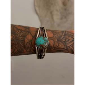 Navajo Handmade Mine 8 Turquoise & Sterling <b>Silver</b> Fashion <b>Cuff</b> <b>Bracelet</b> - Product Image 2