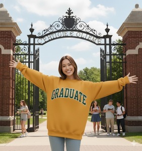 Pull en molleton surdimensionné brodé personnalisé à manches longues et col montant Pull en molleton pour femmes Pull pour femmes - Product Image 5