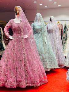 Vestido Anarkali largo étnico indio para mujer, ropa de fiesta, adultos, bordado elegante, red Dupatta hecha de Material de red - Product Image 4