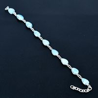 Bracelet élégant en argent sterling 925 avec pierre précieuse Larimar Bracelet classique à chaîne fine et à maillons pour les fêtes et les cadeaux