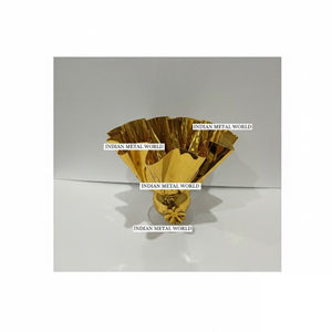 Tazón Decorativo de Centro de Mesa con Borde Ondulado de Metal Dorado de Diseño Moderno al por Mayor, Tazón de Aluminio para Servir Frutas, Decoración de Mesa para el Hogar, Regalo - Product Image 1