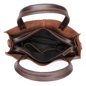 Classic Leather Laptop Messenger Bag with Crossbody Shoulder Handles Durable & Protective Design Portable Lightweight - Product Image 4