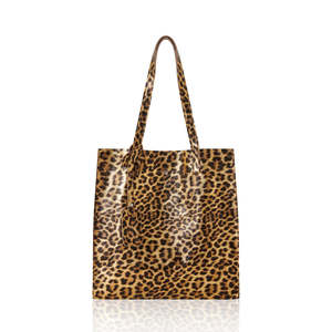 Bolso de compras de leopardo de cuero genuino hecho a mano en Italia-PL611 - Product Image 1