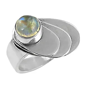 925 <b>Silver</b> <b>Opal</b> Bezel-Set Geometric <b>Ring</b> Minimalist Style Unisex Everyday Wear - Product Image 1