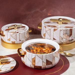 Casserole magnifiquement imprimée Isolation avancée SS Conception exclusive Chauffe-plats de forme ronde Aliments frais et chauds stockés en gros - Product Image 2