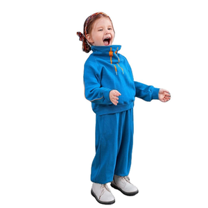 Ensemble de survêtement bleu à col montant pour adultes, deux pièces, sweat-shirt et pantalon, vêtements décontractés chauds pour l'automne - Product Image 1