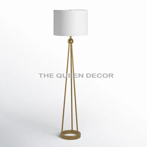 Lampe sur pied en métal au design tendance avec trois pieds, finition noire et dorée, pour restaurants, hôtels, maisons de campagne, décoration de pièce - Product Image 6