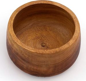 Belle corbeille à collation en bois écologique de luxe, faite à la main, pour servir des fruits secs, des chips, sur une table basse ou un comptoir (4 pouces) - Product Image 1