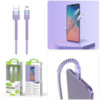 Morado para iPhone 3A 1M Cable de carga rápida USB a Apple 3,0 aleación de aluminio de cobre puro para iPhone