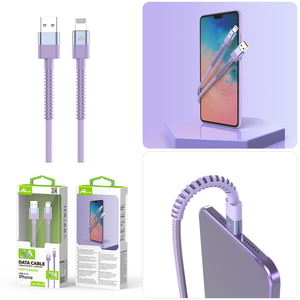 Morado para iPhone 3A 1M Cable de carga rápida <span class=keywords><strong>USB</strong></span> a Apple 3,0 aleación de aluminio de cobre puro para iPhone - Product Image 1