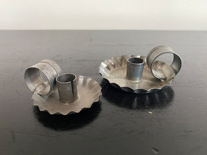 Set of Two Vintage Aluminum Candle Holders with <b>Finger</b> Loops - Product Image 2