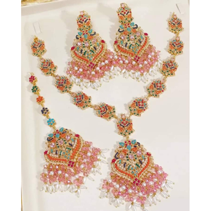 Bijoux de mariage, de fiançailles et de fête très vendus, plaqués or 18 carats, bijoux anciens faits à la main pour femmes, collier et boucles d'oreilles, bijoux de mariée - Product Image 4