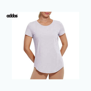 T-shirts à manches courtes surdimensionnés pour femmes coupe ample coton Polyester grande taille t-shirts de sport teints unis pour le confort des dames - Product Image 2