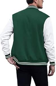 Nouveau style de veste universitaire coupe ajustée pour hommes College Baseball Letterman Bomber Coat Manches en cuir Hiver Laine-À la mode Élégant - Product Image 3