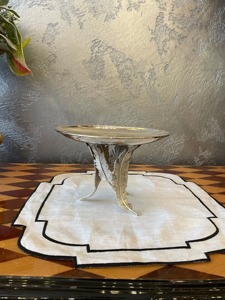 ถาดวางขนมหวานดีไซน์รูปใบไม้สีเงินหรูหราอเนกประสงค์สำหรับเค้กขนมอบปาร์ตี้ผลไม้และของตกแต่งโต๊ะวางกลาง - Product Image 4