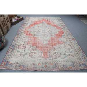 Turkish Rug, 6.8x10.9 ft Oversize Rug, <b>Red</b> Blue <b>Wool</b> Rug - Product Image 1