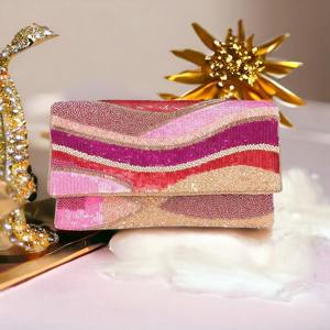 Mariée Wifey pour Lifey perlé pochette sac à main blanc chaîne sangle à la mode géométrique magnétique coton bouton pour Bachelorette - Product Image 2